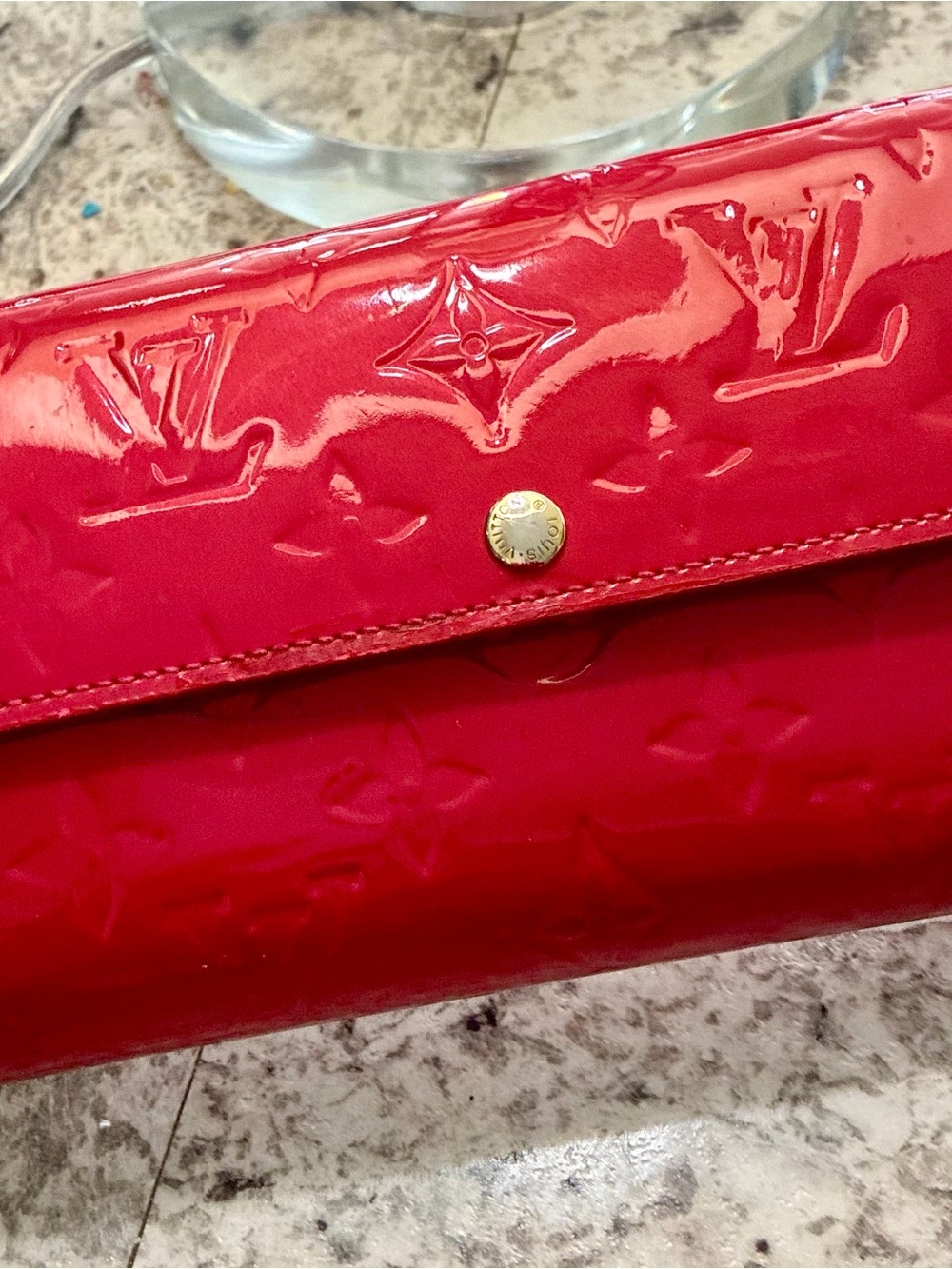 Louis Vuitton Red Vernis Embossed Patent Leather Wallet